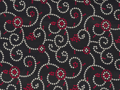 Black Bandhani Printed Cotton Fabric