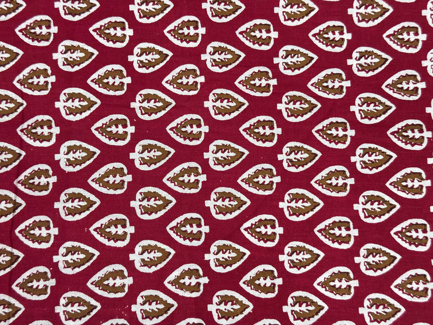 Red Leaf Printed Cotton Fabric