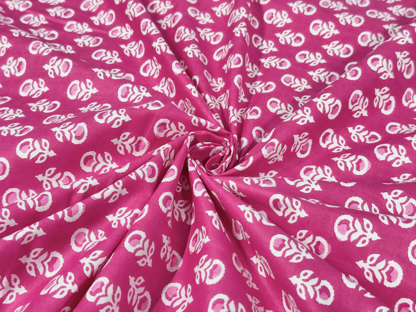 Pink Floral Printed Cotton Fabric