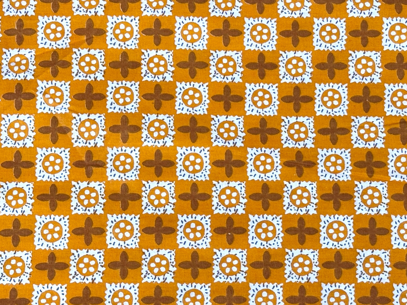 Orange Yellow Traditional Printed Cotton Fabric