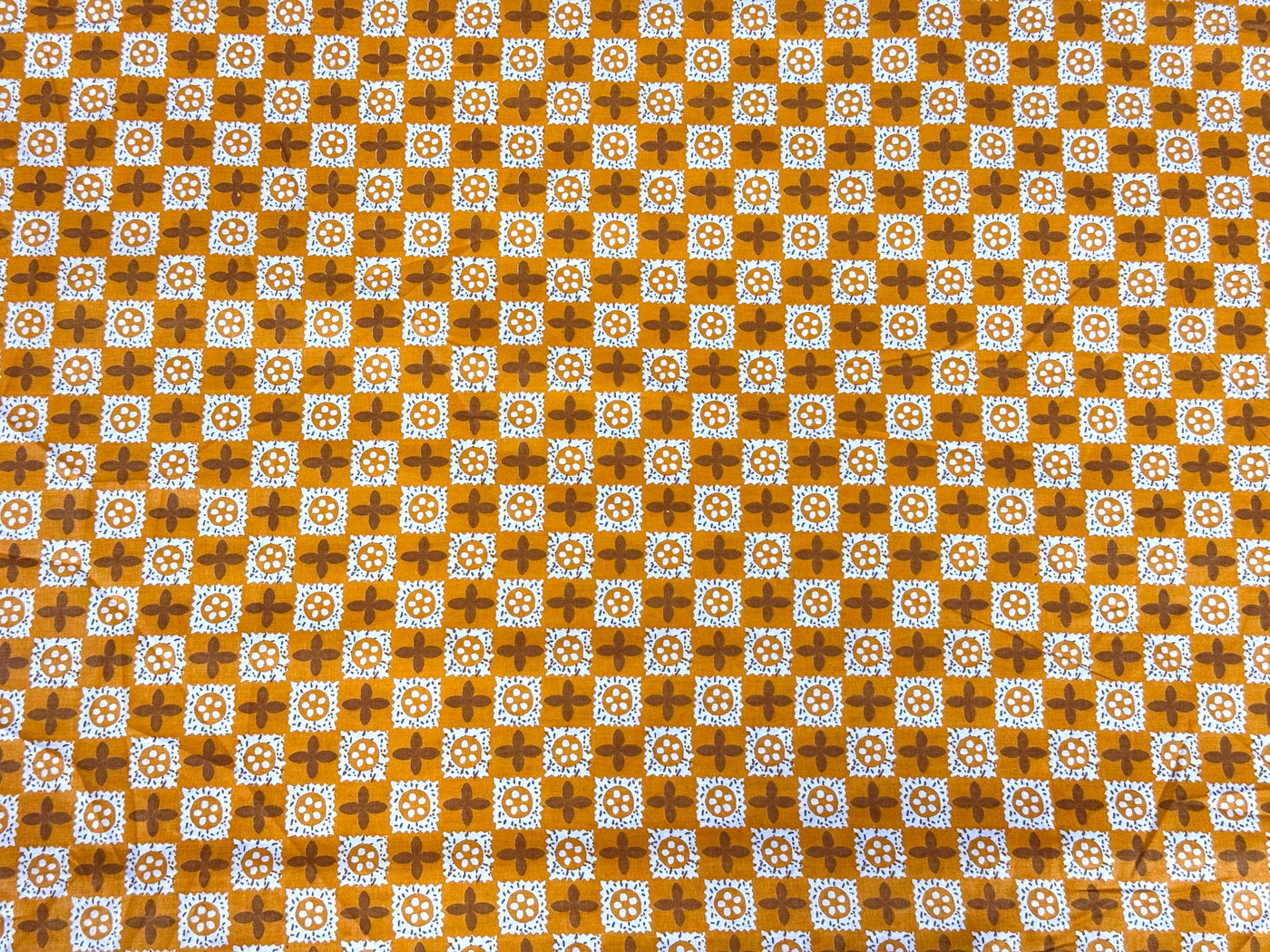 Orange Yellow Traditional Printed Cotton Fabric