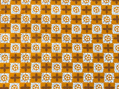 Orange Yellow Traditional Printed Cotton Fabric