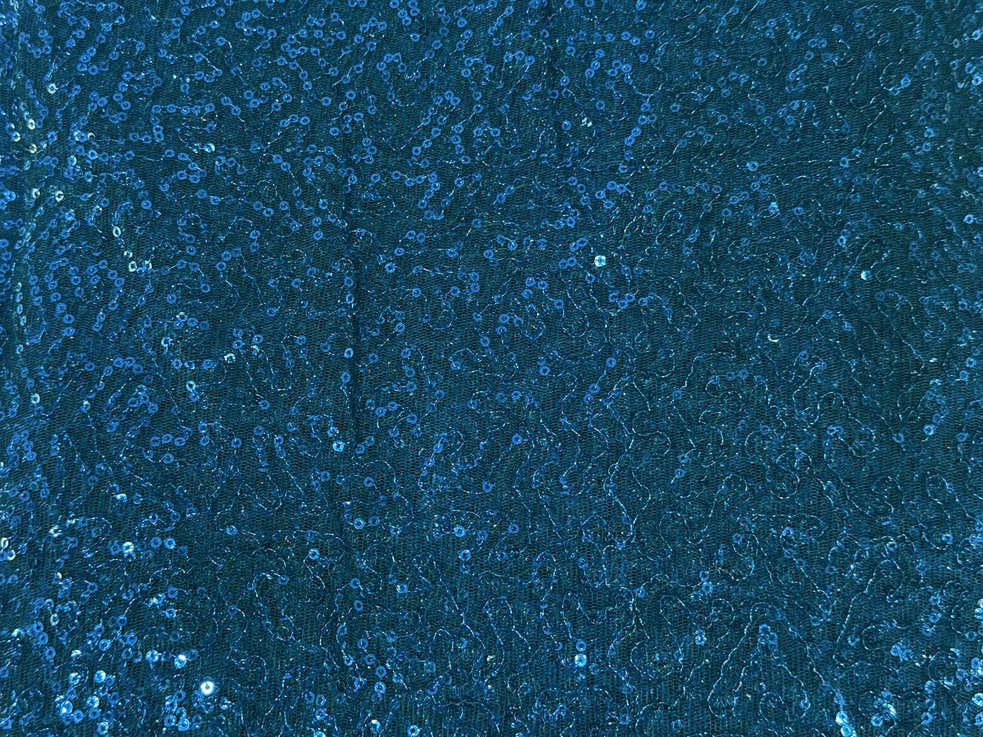 Peacock Blue Sequins Embroidered Net Fabric