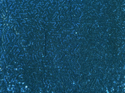 Peacock Blue Sequins Embroidered Net Fabric