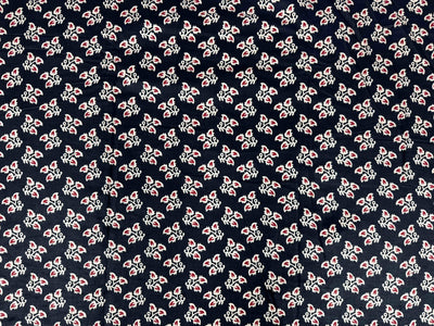 Black Floral Printed Cotton Fabric