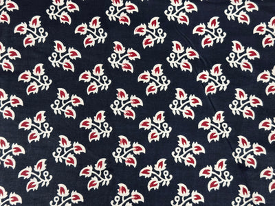 Black Floral Printed Cotton Fabric
