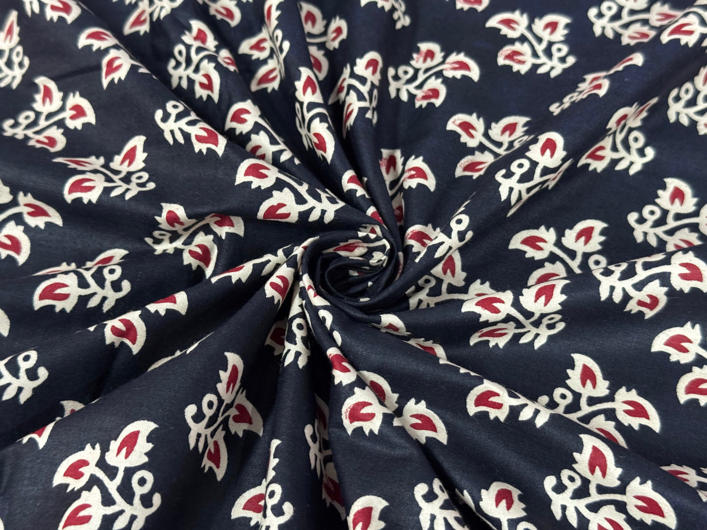 Black Floral Printed Cotton Fabric