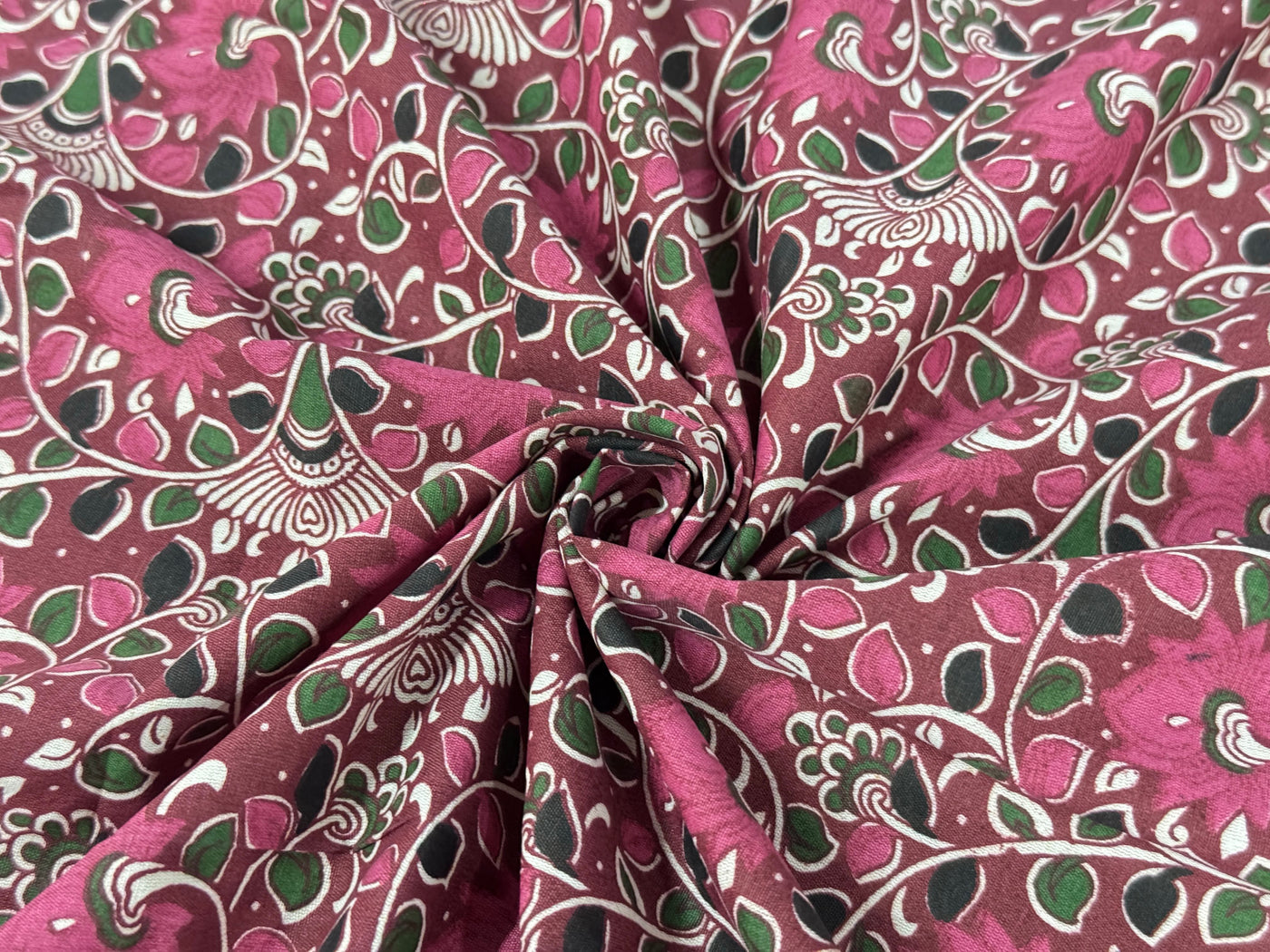 Multicolor Floral Printed Pink Cotton Fabric