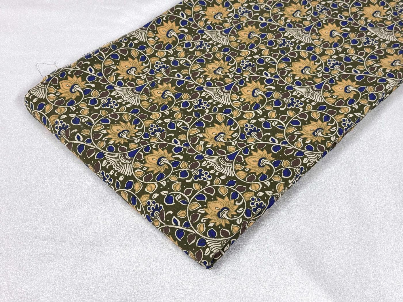 Multicolor Floral Printed Mehndi Cotton Fabric