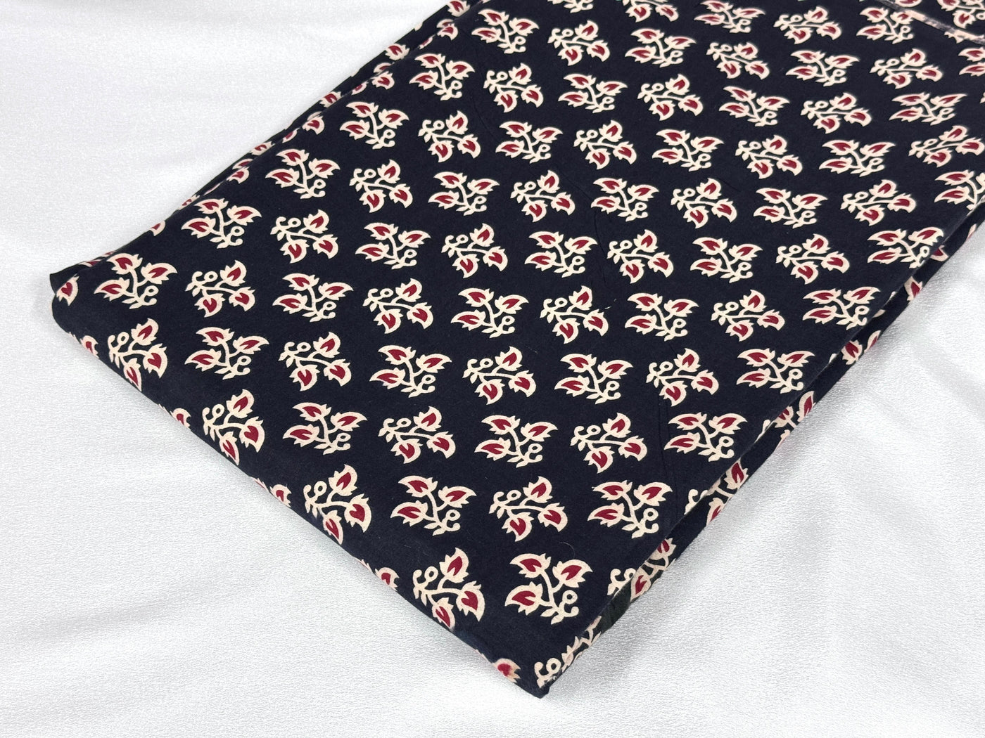 Black Floral Printed Cotton Fabric