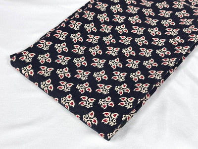 Black Floral Printed Cotton Fabric