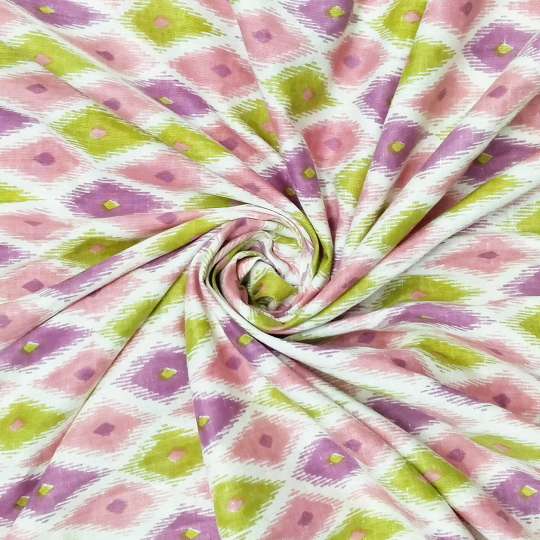 Multicolor Geometric Printed Cotton Fabric