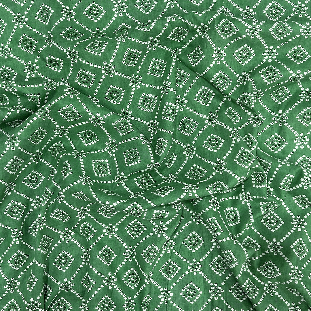 Green Traditional Printed Cotton Fabric