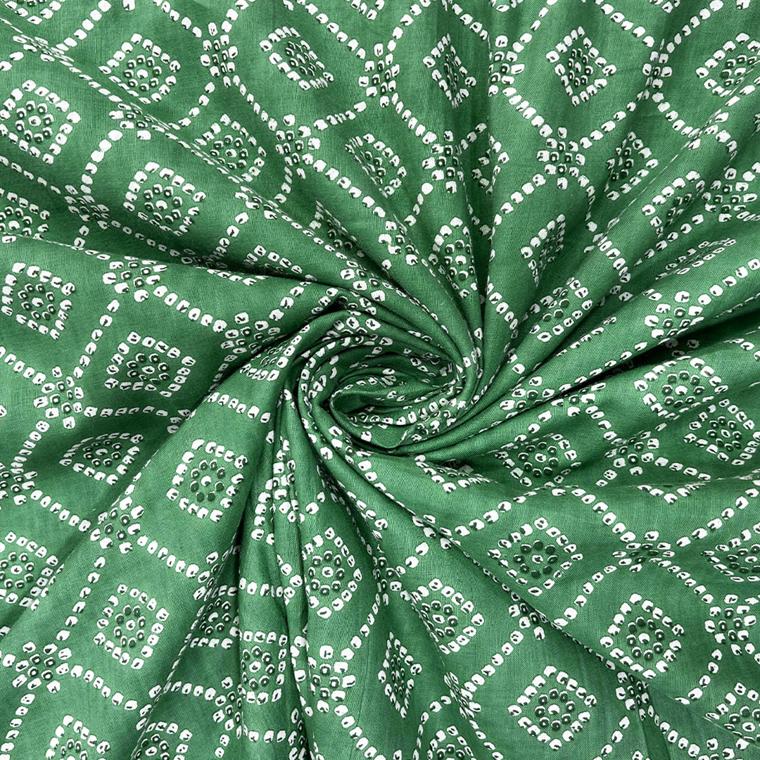 Green Traditional Printed Cotton Fabric