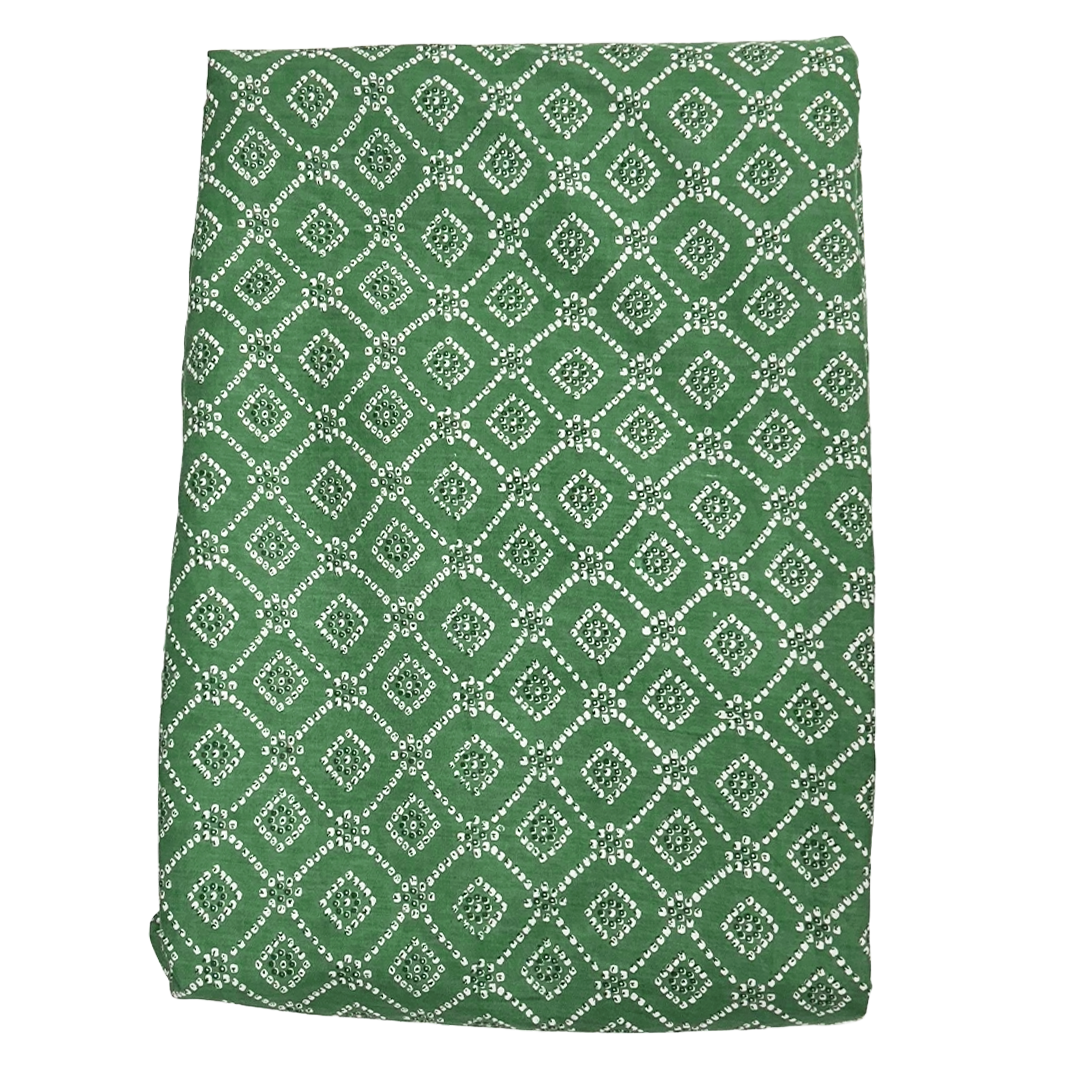 Green Traditional Printed Cotton Fabric