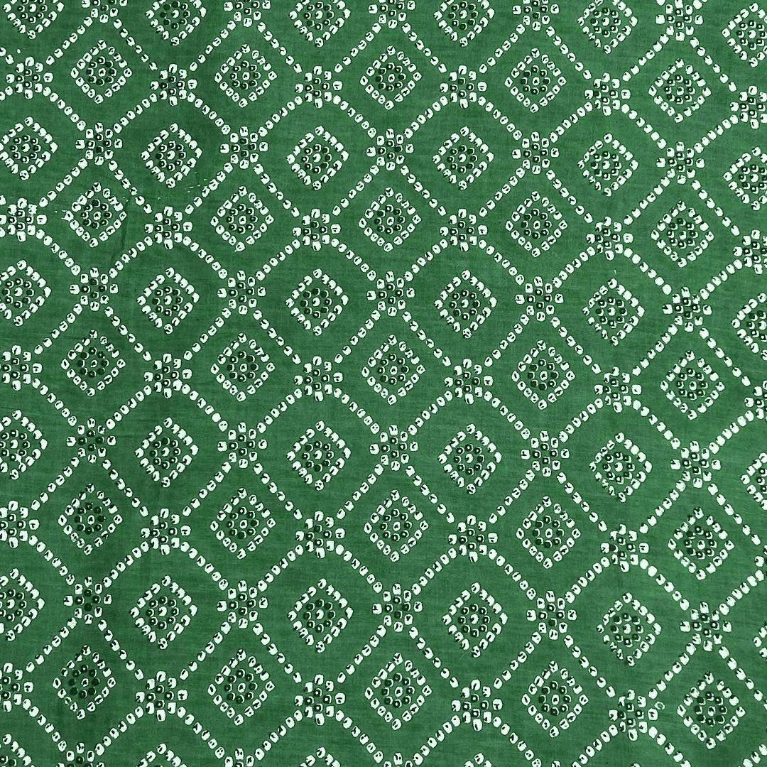 Green Traditional Printed Cotton Fabric