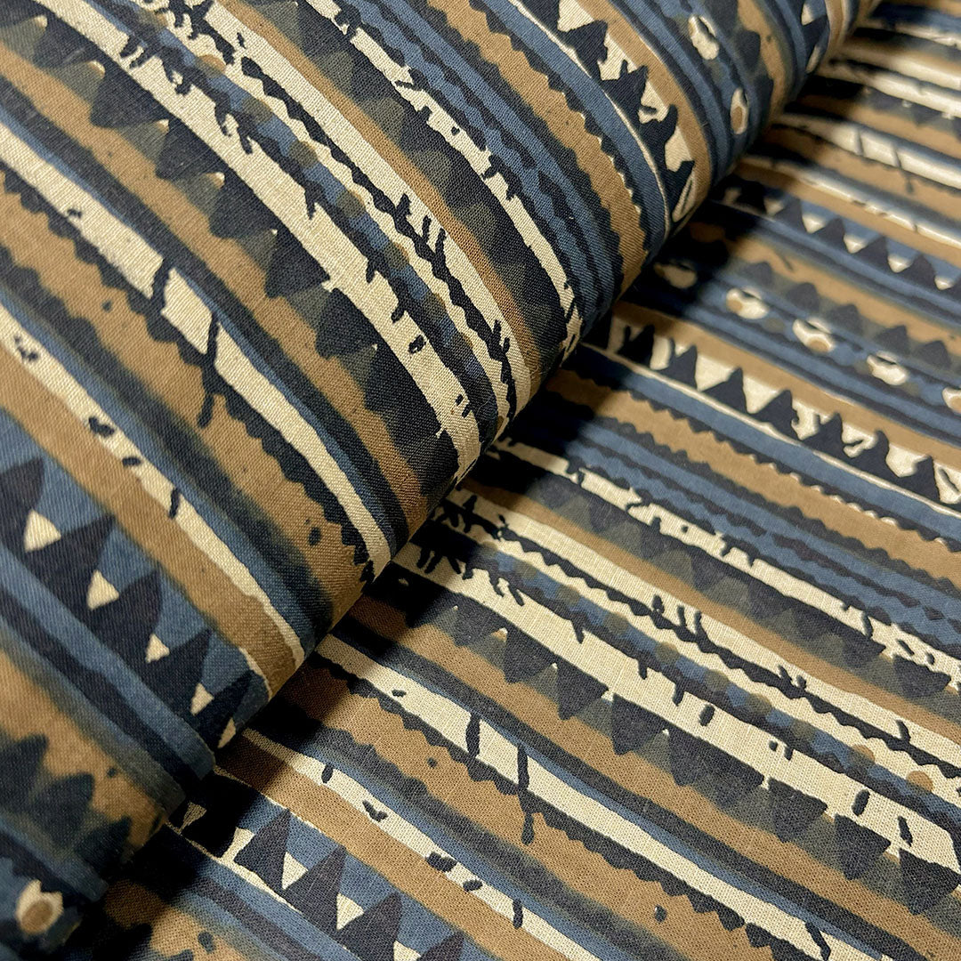 Multicolor Stripes Printed Cotton Fabric