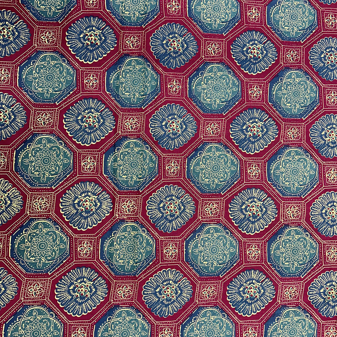 Purple & Blue Traditional Printed Cotton Fabric