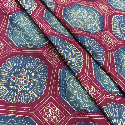 Purple & Blue Traditional Printed Cotton Fabric