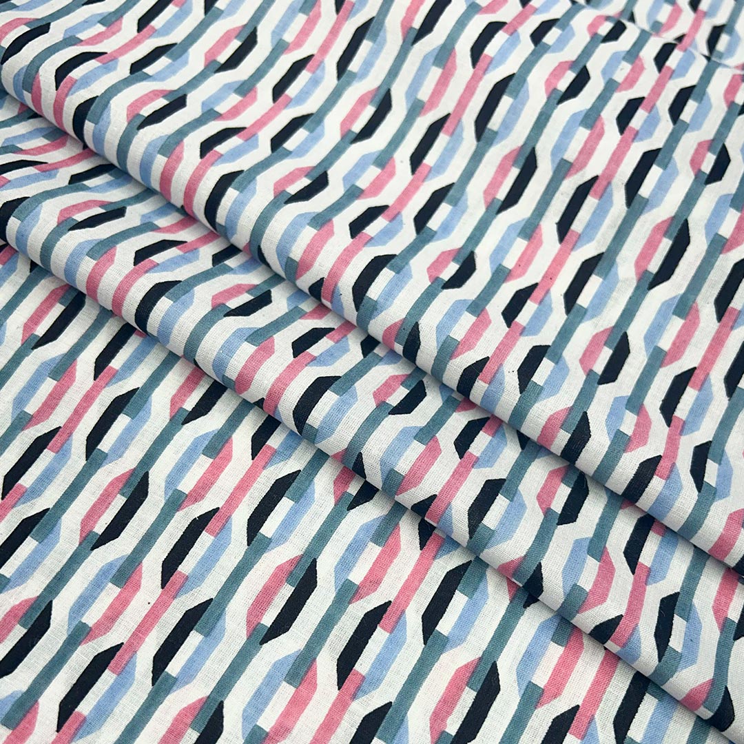 Multicolor Abstracts Printed Cotton Fabric