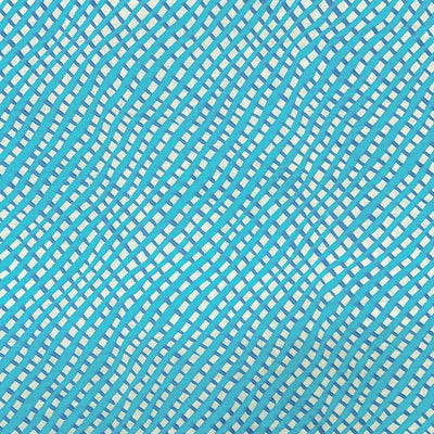 Sky Blue Checks Printed Cotton Fabric