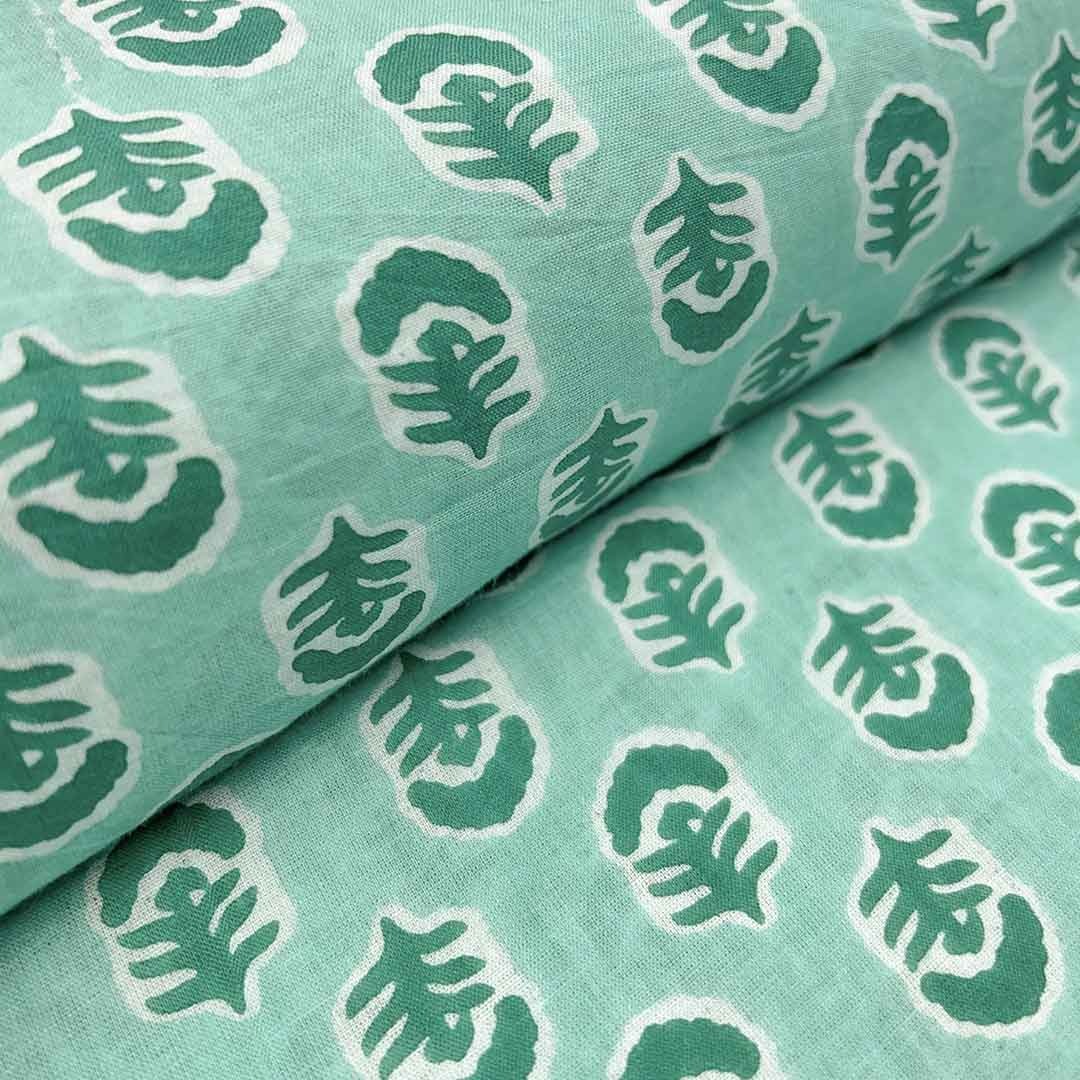 Green Floral Printed Cotton Fabric