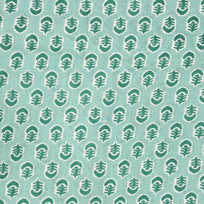 Green Floral Printed Cotton Fabric