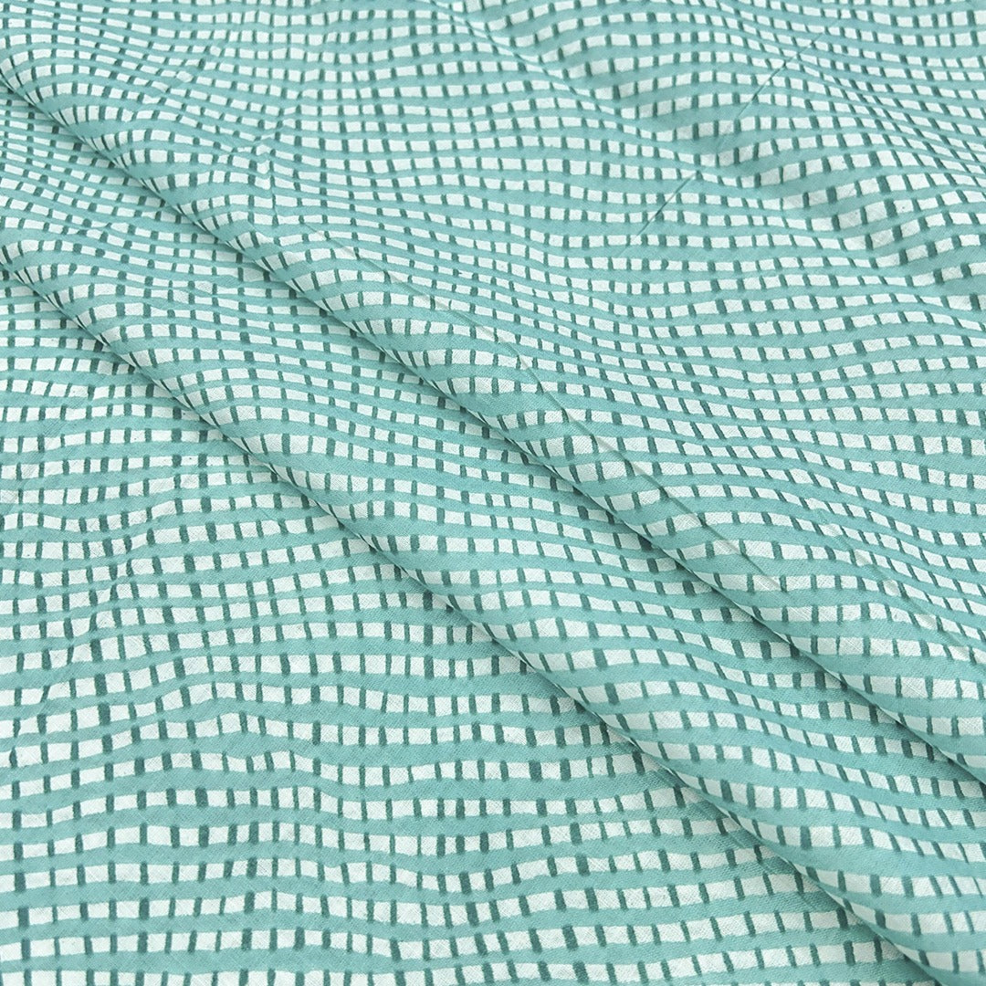 Green Checks Printed Cotton Fabric