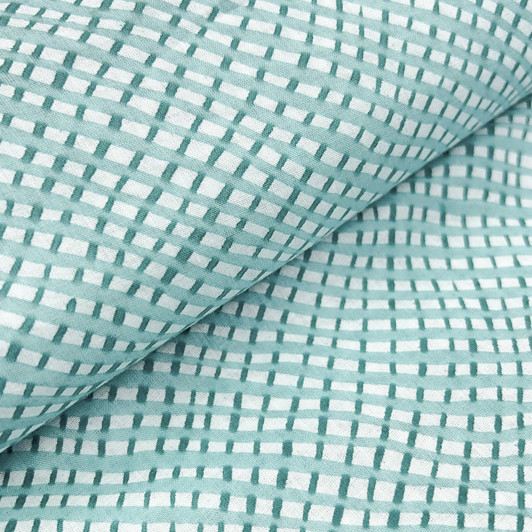 Green Checks Printed Cotton Fabric