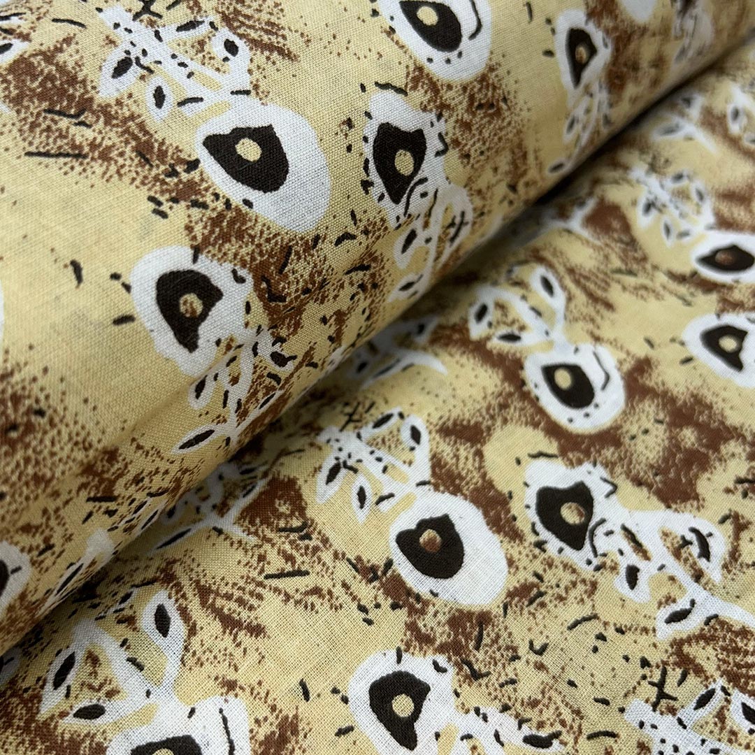 Yellow Floral Printed Cotton Fabric