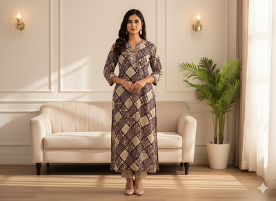 Dark Burgundy Diamond Digitally Printed Butter Crepe Fabric