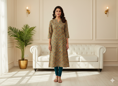 Deep Green Diamond Digitally Printed Butter Crepe Fabric
