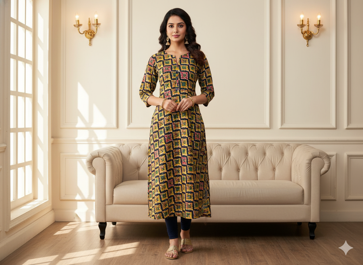 Dark Brown  Diamond Digitally Printed Butter Crepe Fabric
