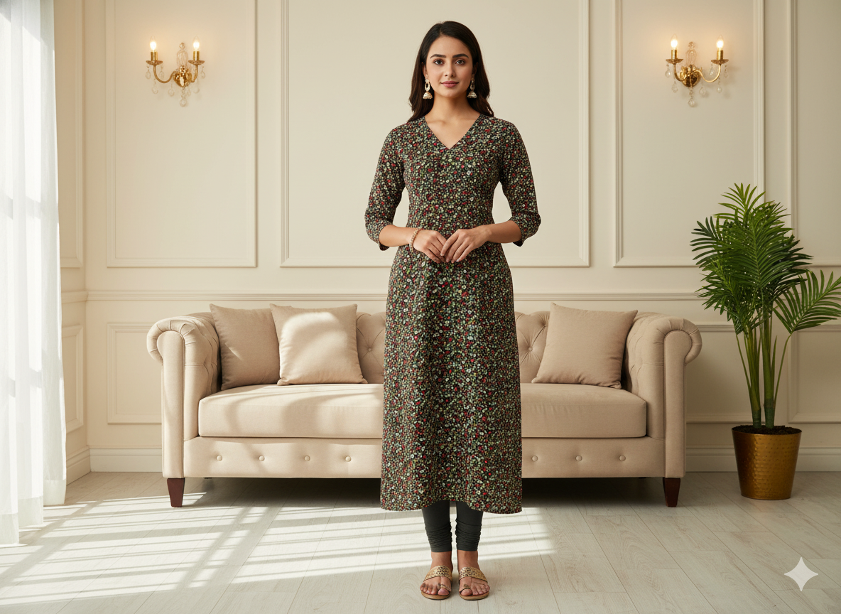 Black Floral Digitally Printed Butter Crepe Fabric