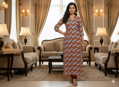 Deep Maroon Tringular Digitally Printed Butter Crepe Fabric