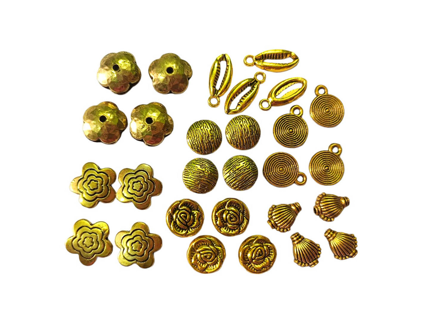 Antique Golden Metal Beads & Charms Combo
