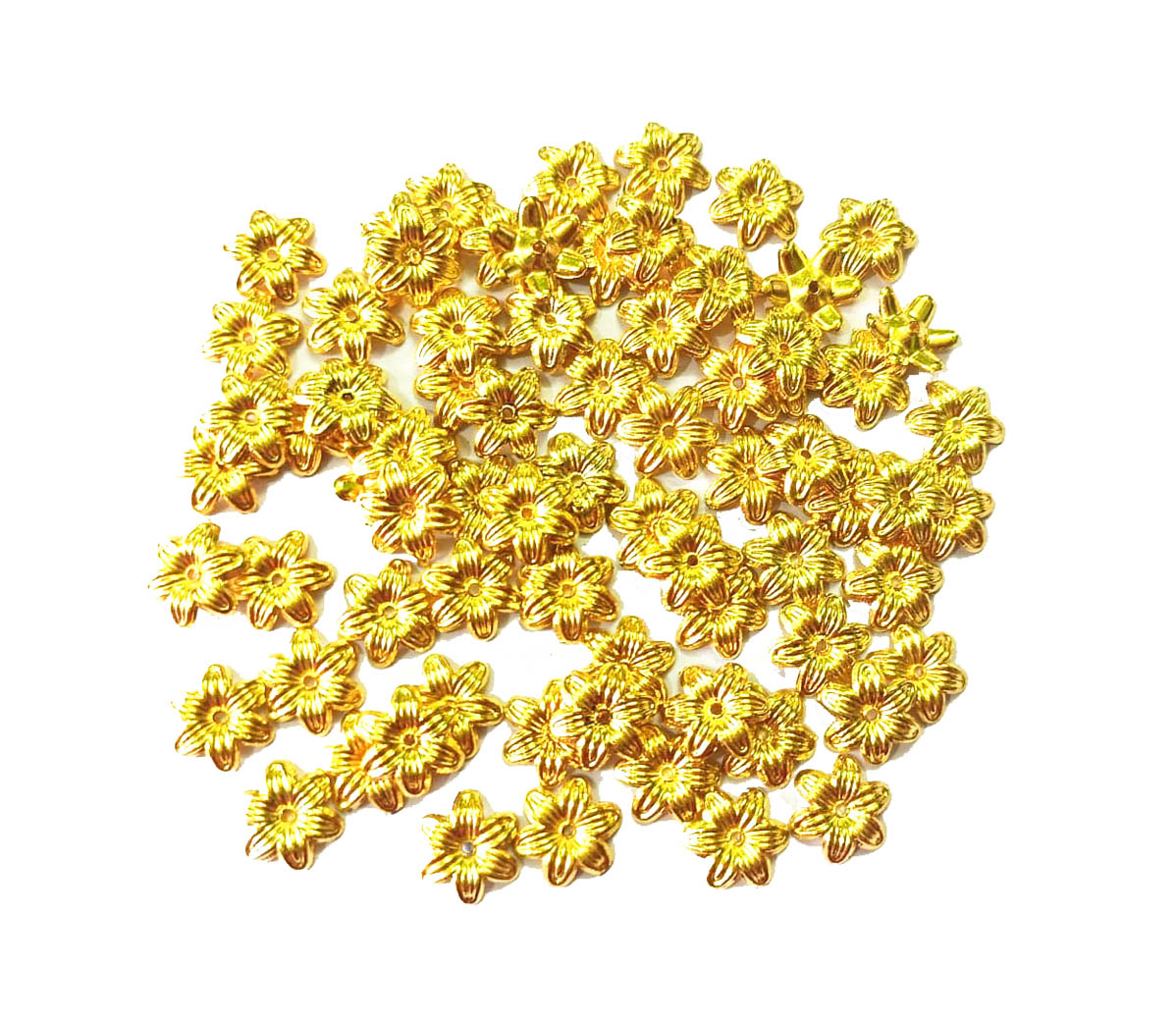 Golden Acrylic Beads Caps
