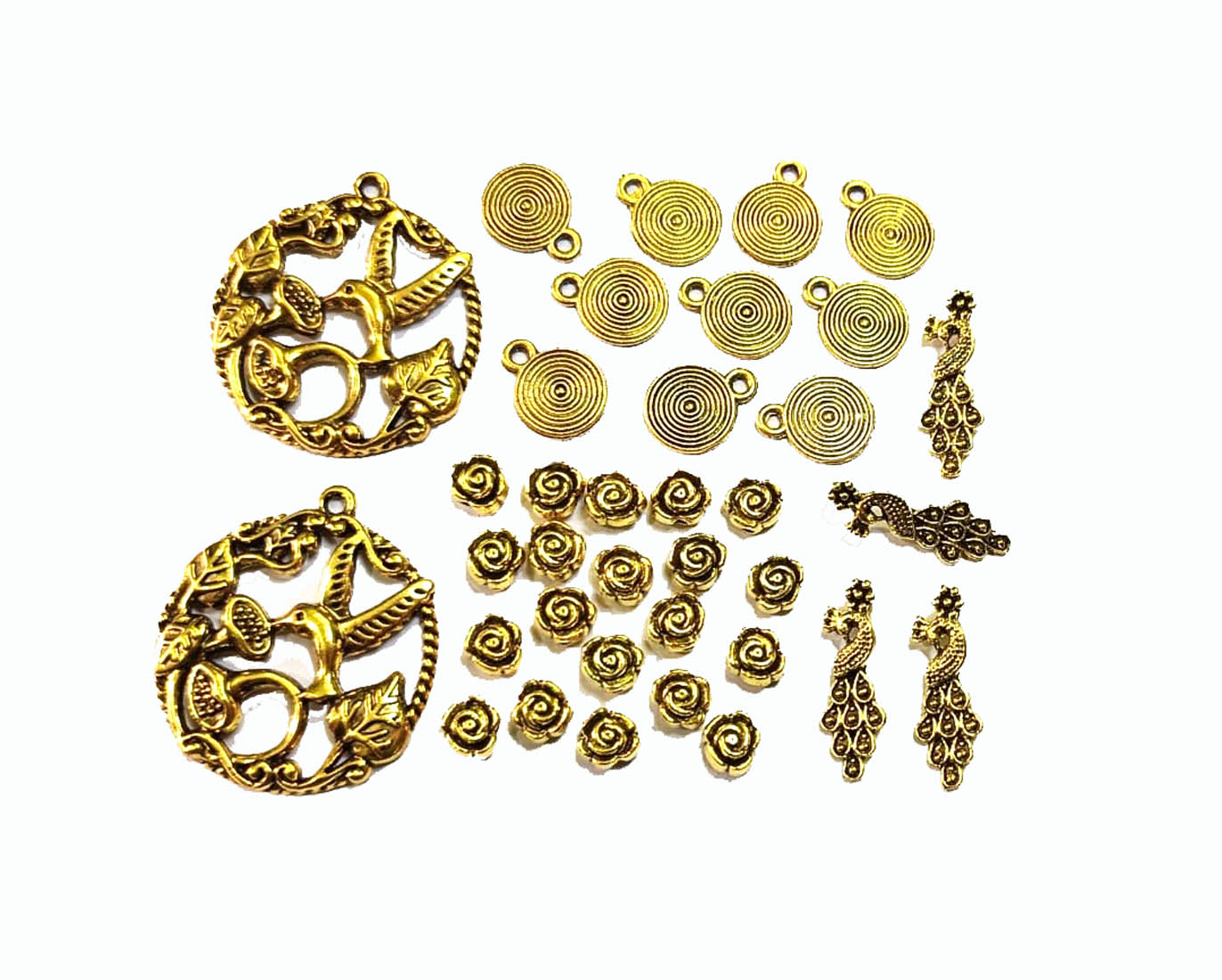 Antique Golden Pendant Charms & Beads Combo