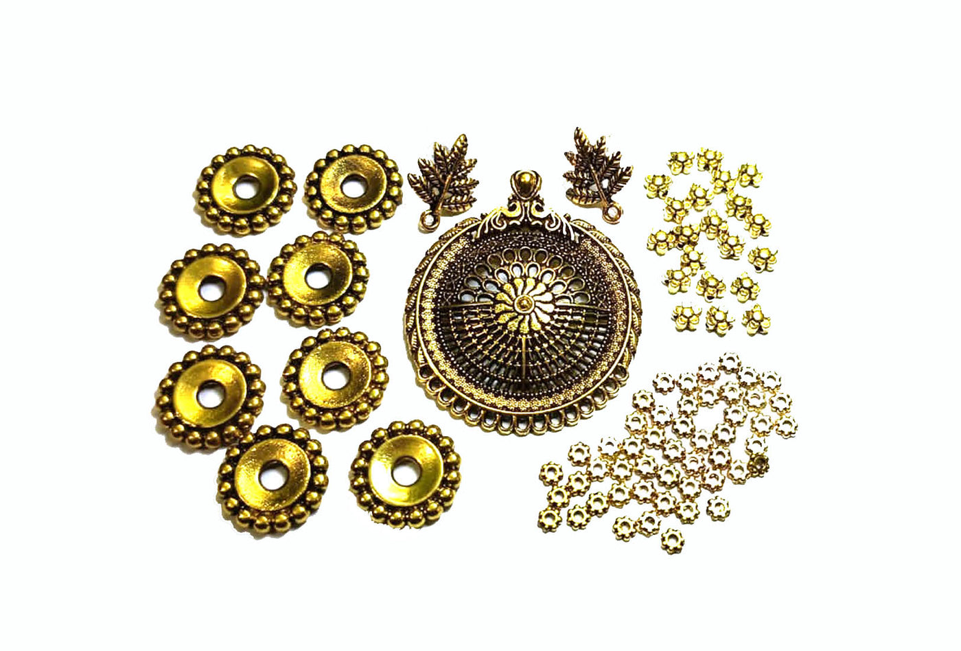 Antique Golden Pendant Studs & Beads Combo