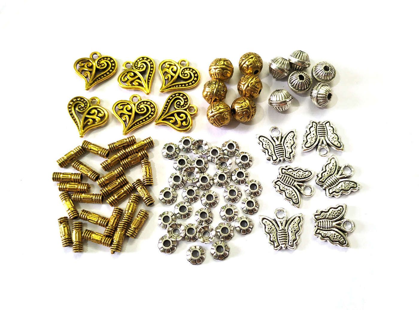 Golden & Silver Metal Beads & Charms Combo