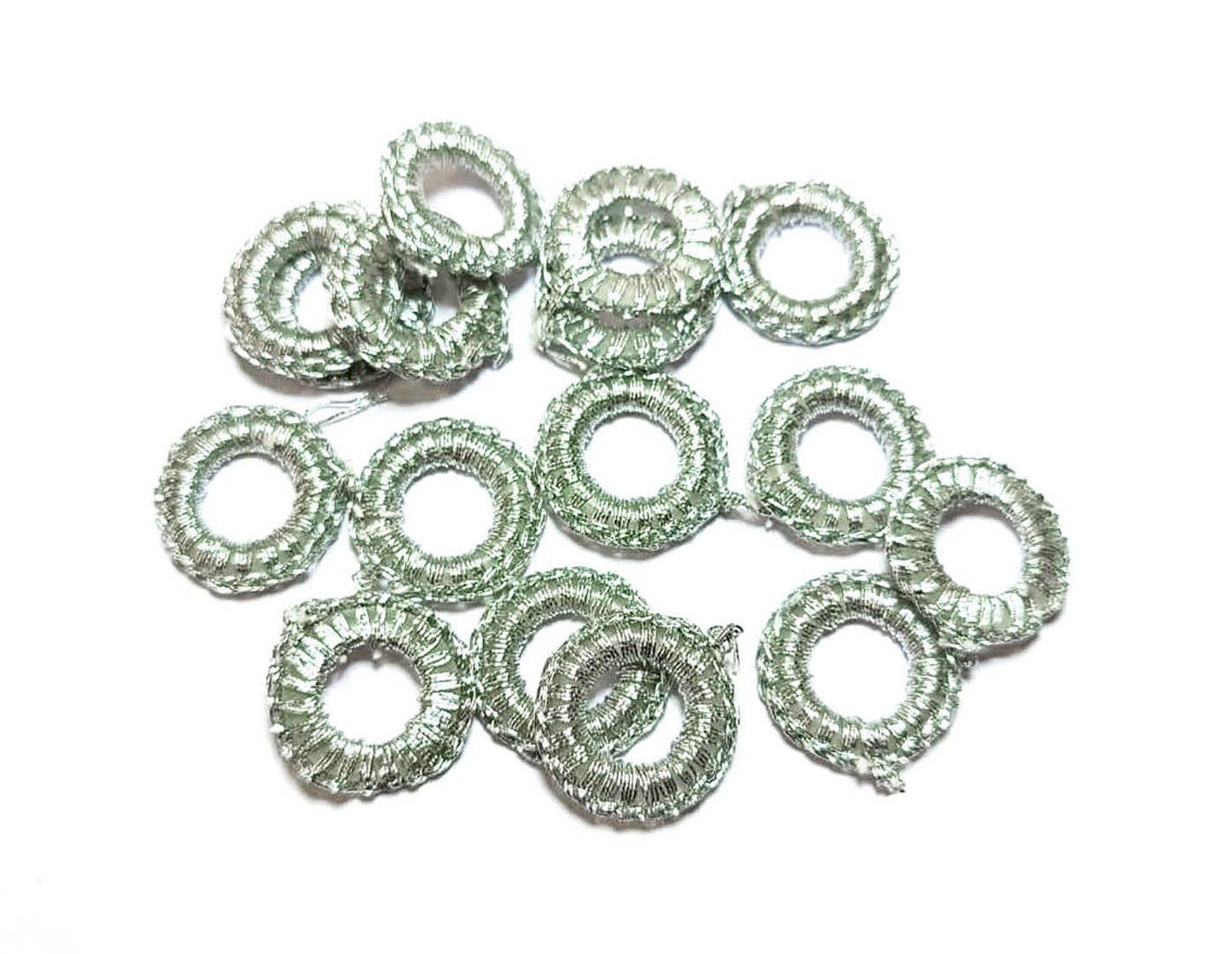 Silver Zari Thread Crochet Rings