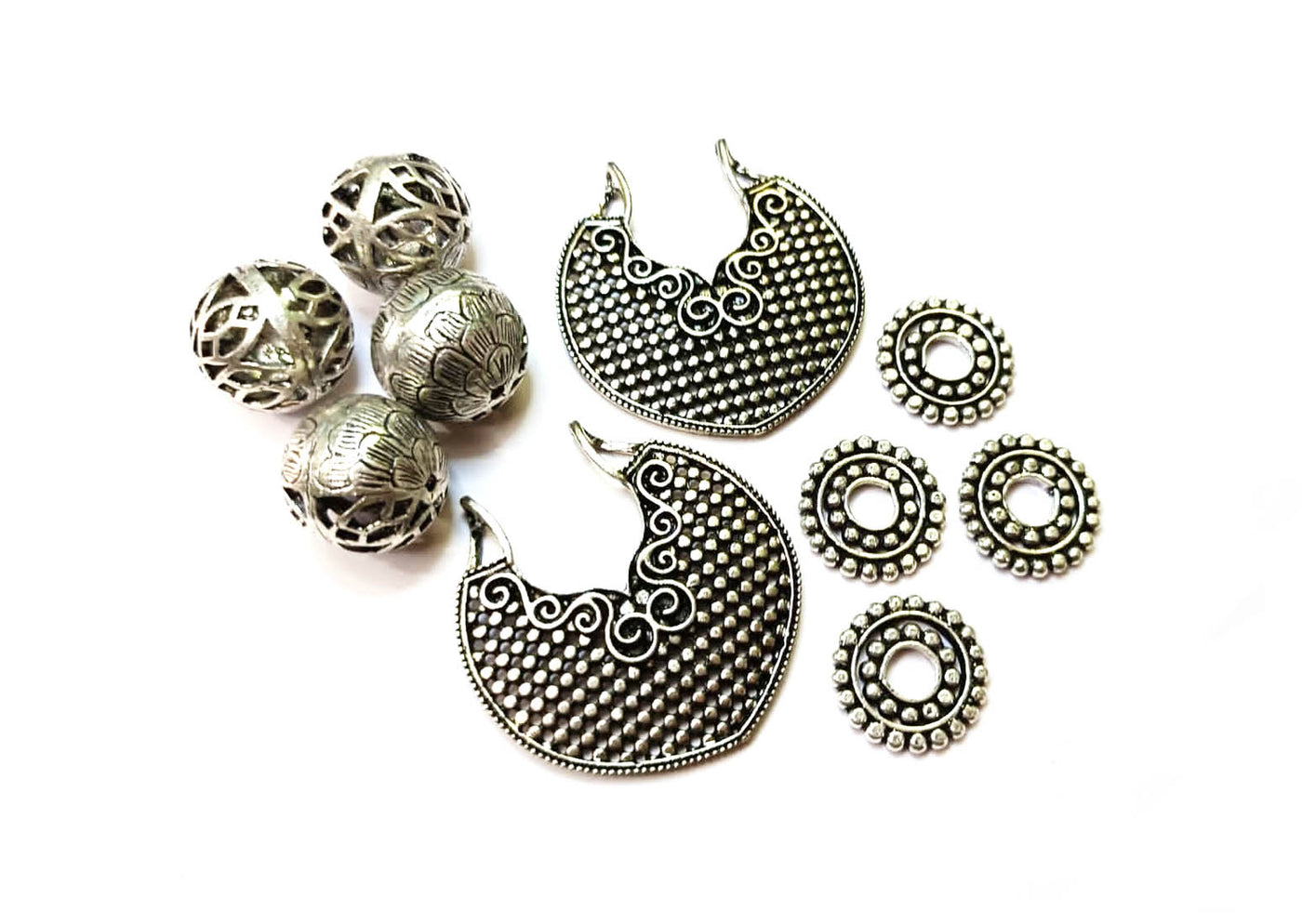 Silver German Silver Pendant Beads Combo