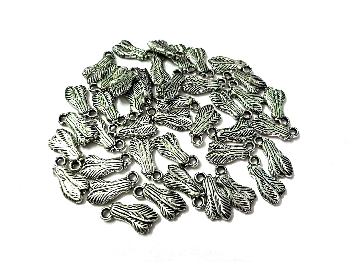 Silver Acrylic Oxidized Leaf Charms