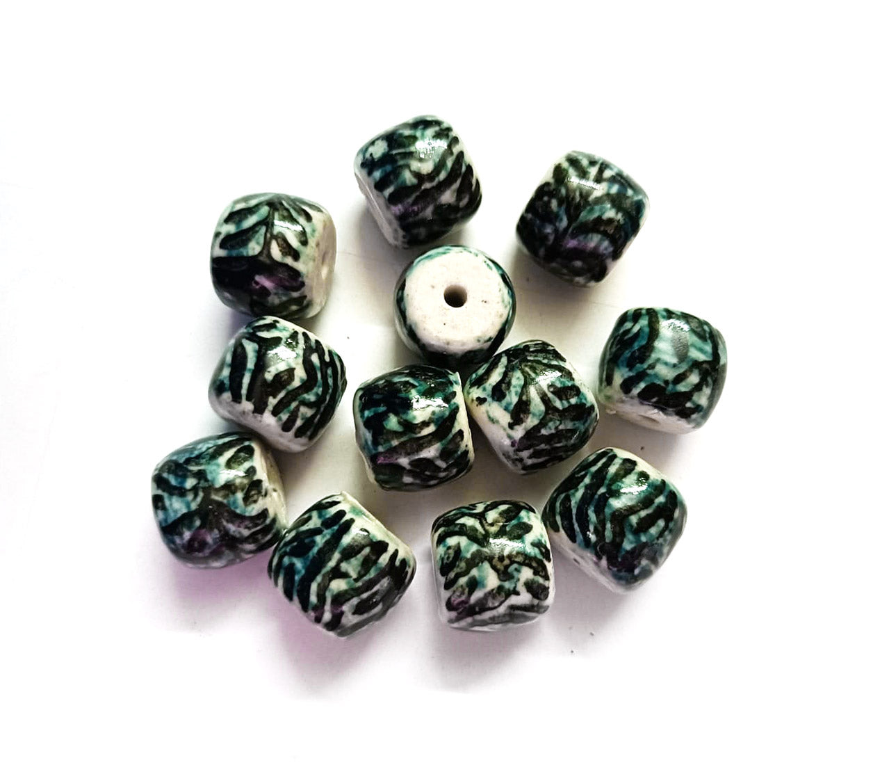 Green & White Assorted Designer Beads