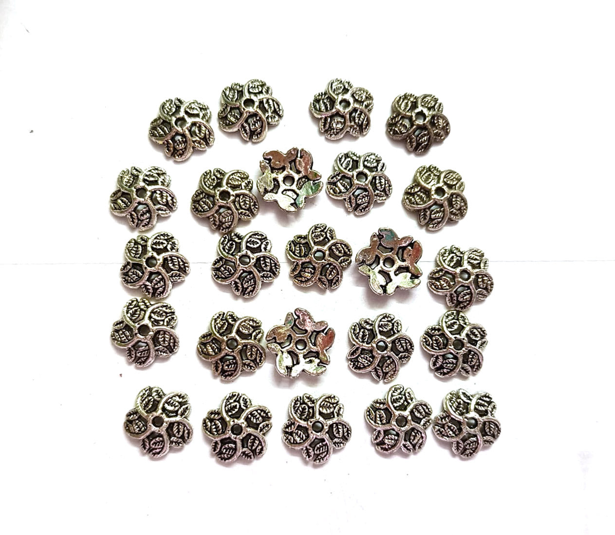 Silver Floral German Beads Caps