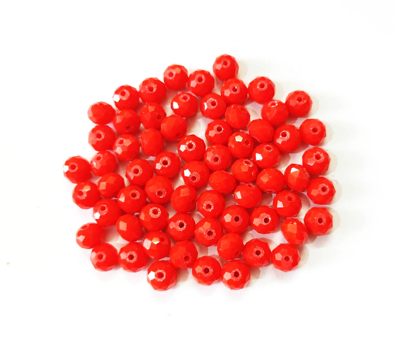 Red Circular Opaque Beads