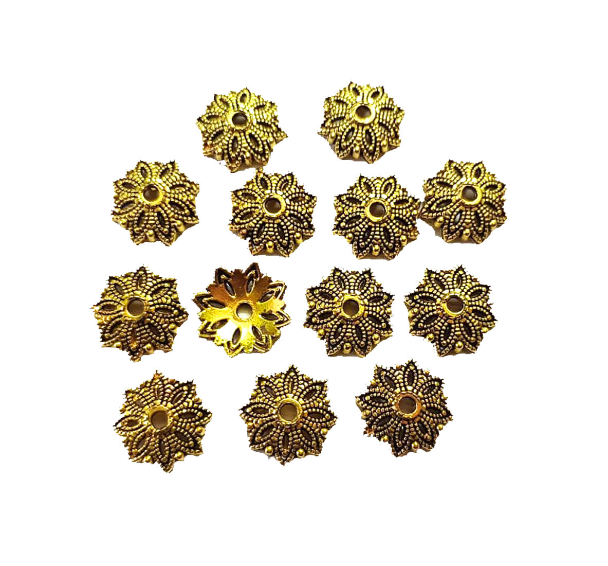 Golden Floral German Beads Caps