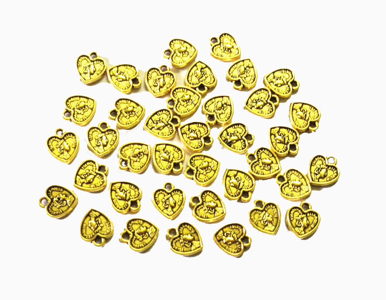 Antique Golden Heart Shape Charms