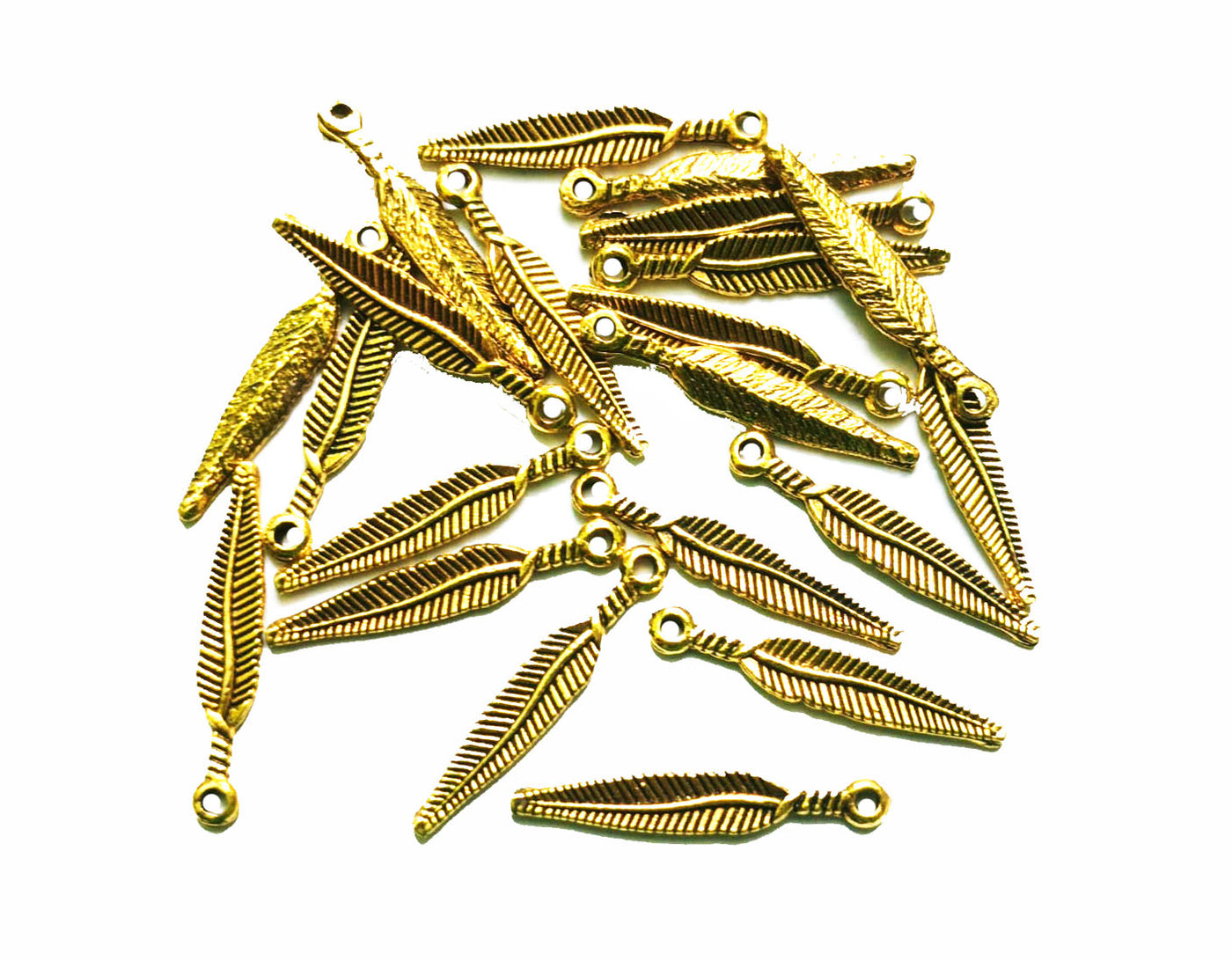 Antique Golden Long Leaf Charms