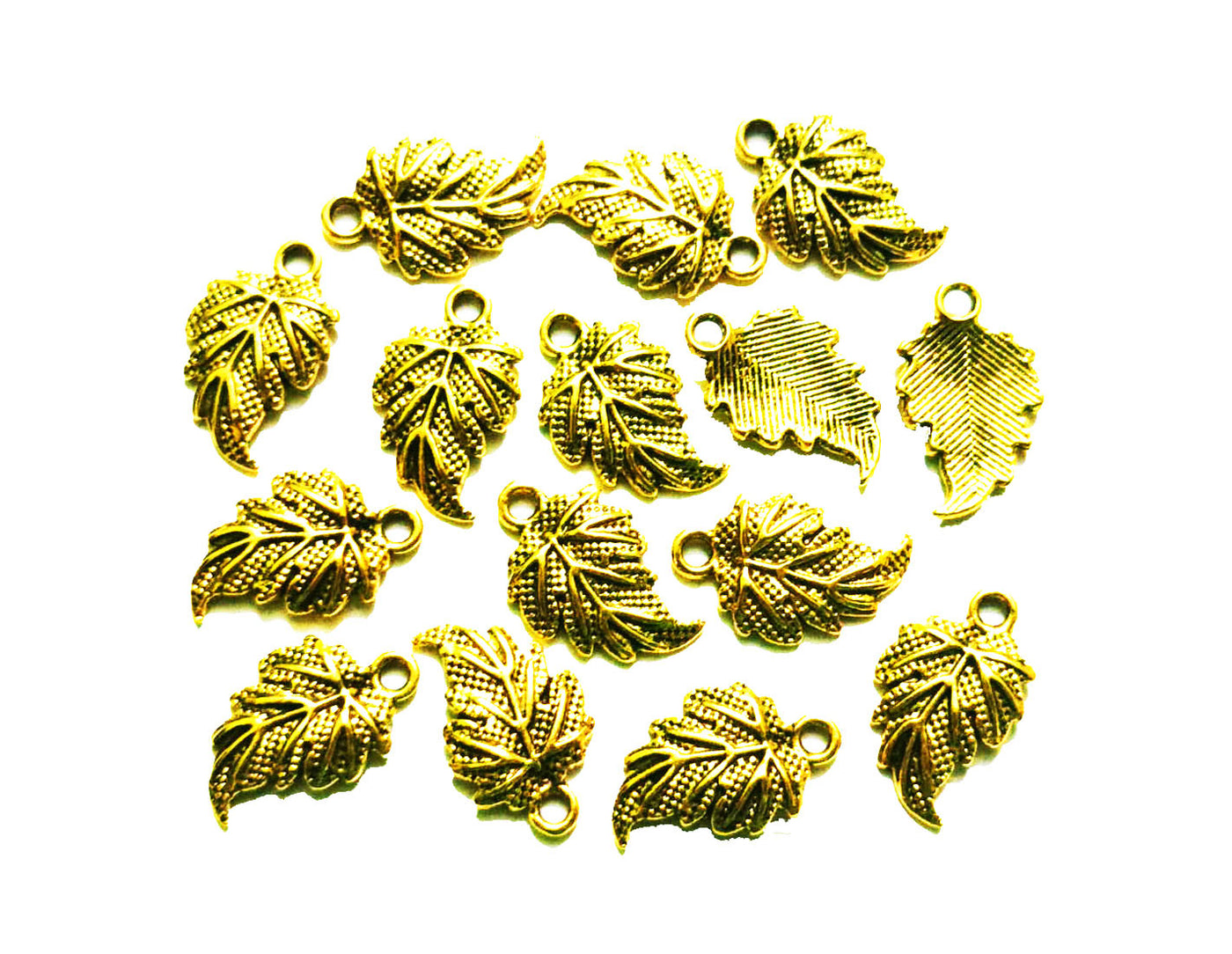 Antique Golden Leaf Charms